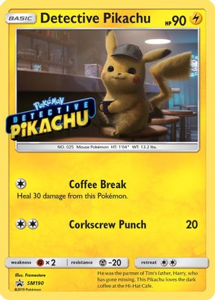 Detective Pikachu - SM190 (Stamped) (Holofoil)