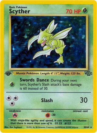Scyther (10) (1st Edition Holofoil)