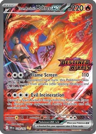 Team Rocket's Moltres ex - 229/182 (Destined Rivals Stamp) (Holofoil)