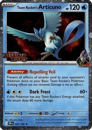 Team Rocket's Articuno - 051/182 (Cosmos Holo) (Destined Rivals Stamp) (Holofoil)
