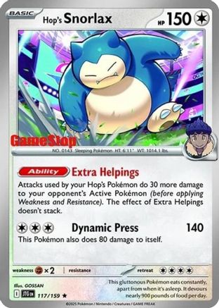 Hop's Snorlax - 117/159 (GameStop) (Cosmos Holo) (Holofoil)