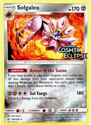 Solgaleo - 142/236 (Cosmic Eclipse Stamped) (Holofoil)