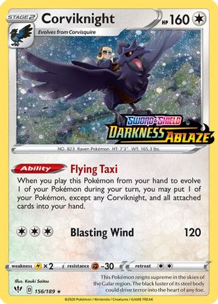 Corviknight - 156/189 (Darkness Ablaze Stamped) (Holofoil)