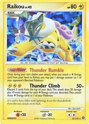 Raikou - 16/132 (Cracked Ice Holo) (Holofoil)