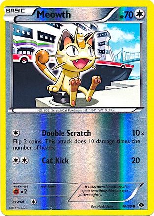 Meowth - 80/99 (Mirror Reverse Holo) (Reverse Holofoil)