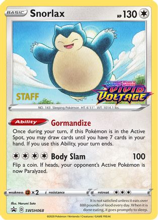 Snorlax - SWSH068 (Prerelease) [Staff] (Holofoil)