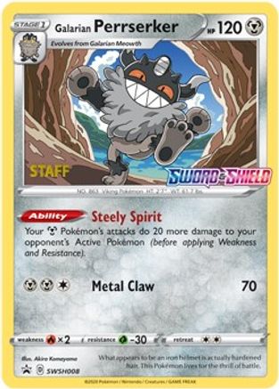 Galarian Perrserker - SWSH008 (Prerelease) [Staff] (Holofoil)