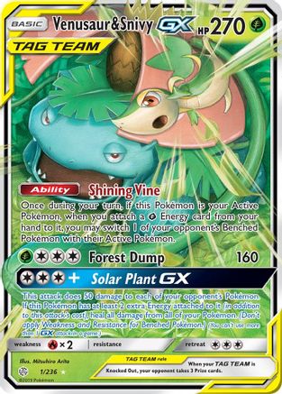Venusaur & Snivy GX (Holofoil)