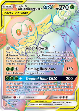 Rowlet & Alolan Exeggutor GX (Secret) (Holofoil)