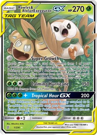 Rowlet & Alolan Exeggutor GX (Holofoil)