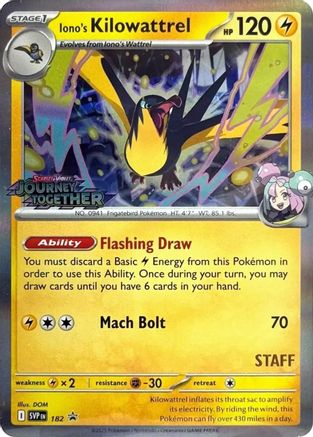 Iono's Kilowattrel - 182 (Prerelease) [Staff] (Holofoil)