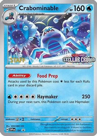 Crabominable - 134 (Prerelease) [Staff] (Reverse Holofoil)
