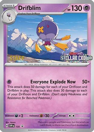 Drifblim - 135 (Prerelease) [Staff] (Reverse Holofoil)