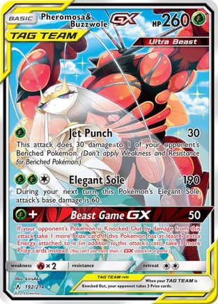 Pheromosa & Buzzwole GX (192) (Alternate Full Art) (Holofoil)