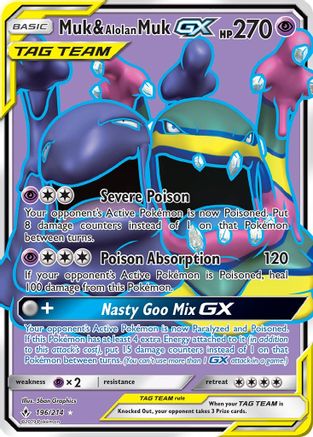 Muk & Alolan Muk GX (196) (Full Art) (Holofoil)