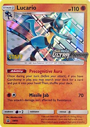 Lucario - SM95 (Prerelease) [Staff] (Holofoil)