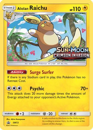 Alolan Raichu - SM72 (Prerelease) (Holofoil)