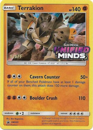 Terrakion - SM205 (Prerelease) [Staff] (Holofoil)